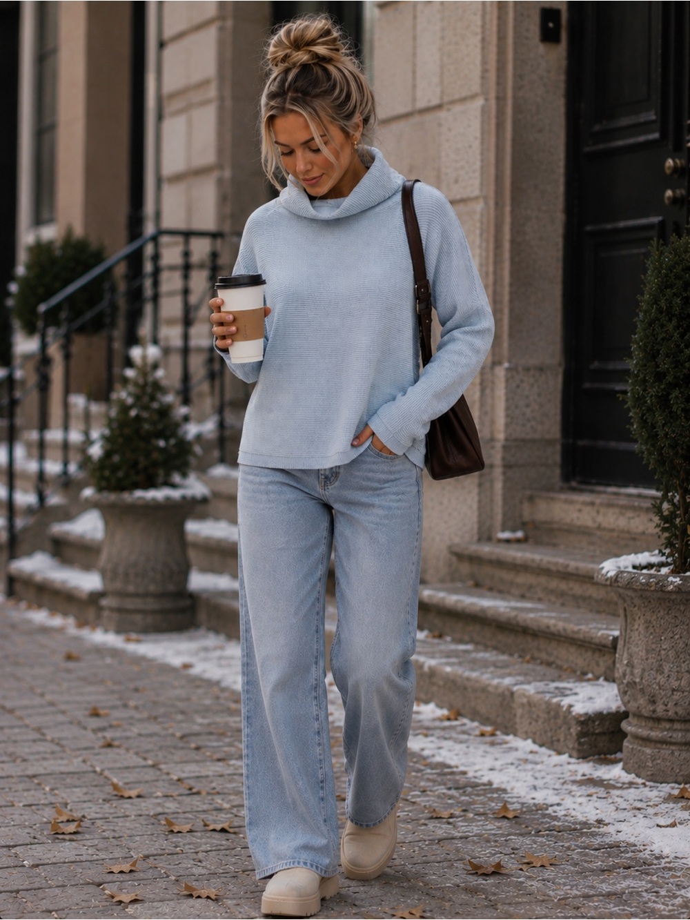Free People Ottaman Sweater in Light Blue
